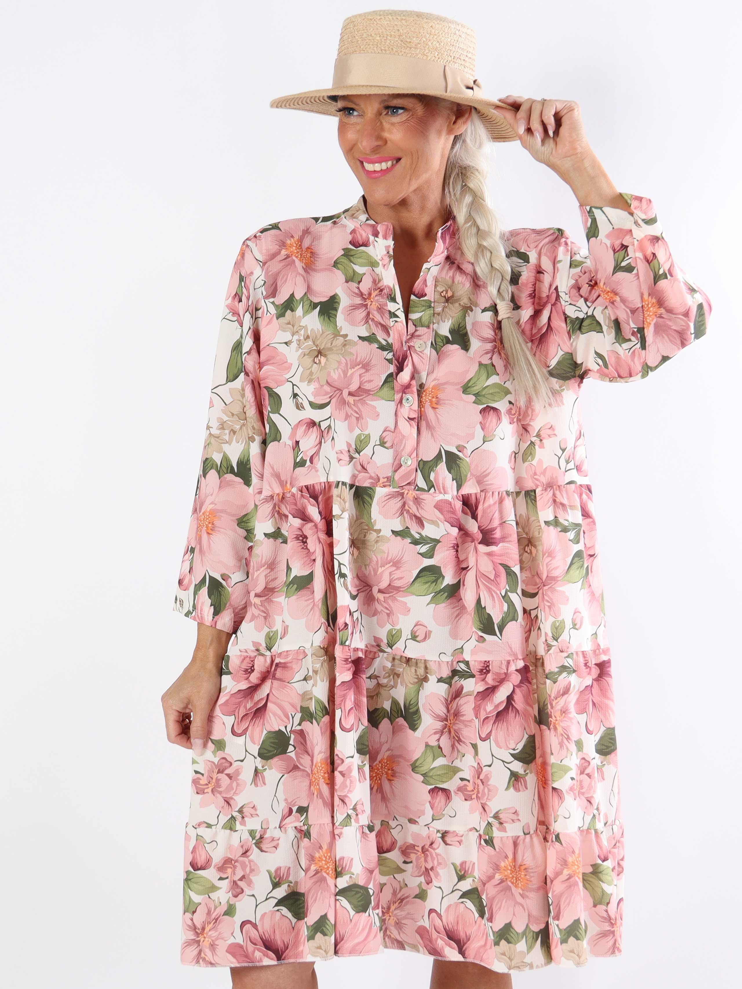 Flower Dress - Söt blommig plus size-klänning med lager-på-lager-look